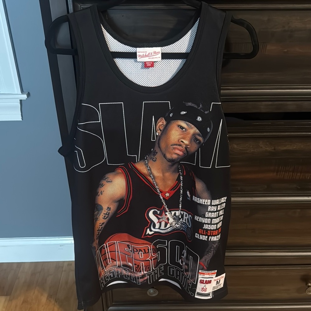 Mitchell & Ness Black and Red Basketball Jersey